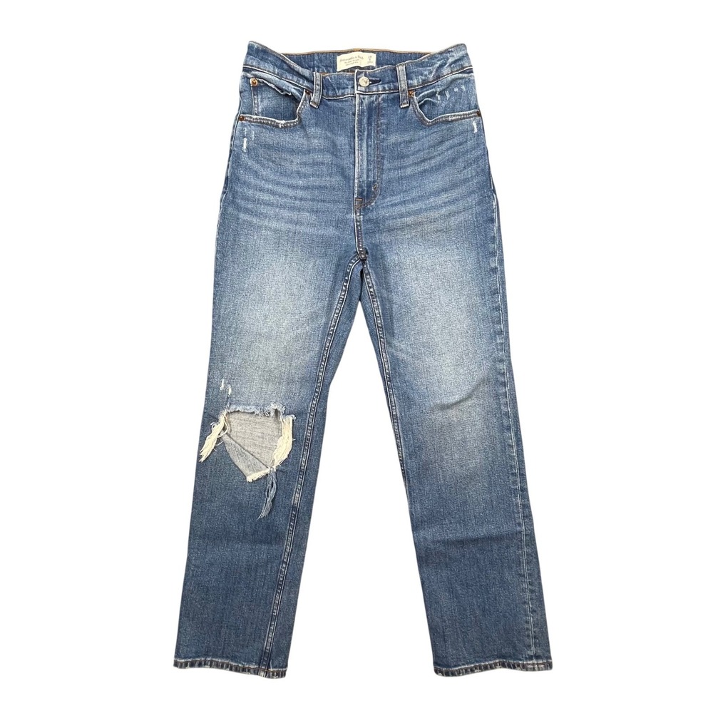 Abercrombie Blue Ultra High Rise Ankle Straight Jeans Women 6
